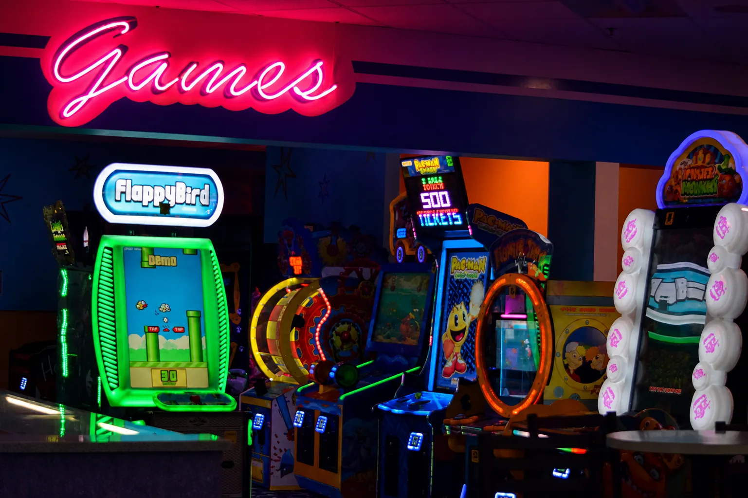 Arcade games at Eastern Shore Lanes